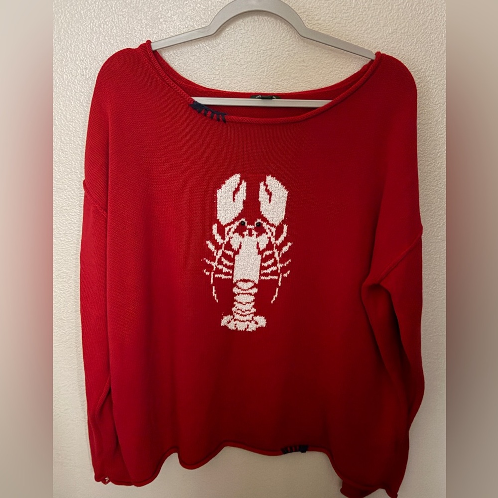 Wild Fable Red Lobster Knit Sweater Coastal Graphic Size XL - Picture 2 of 6